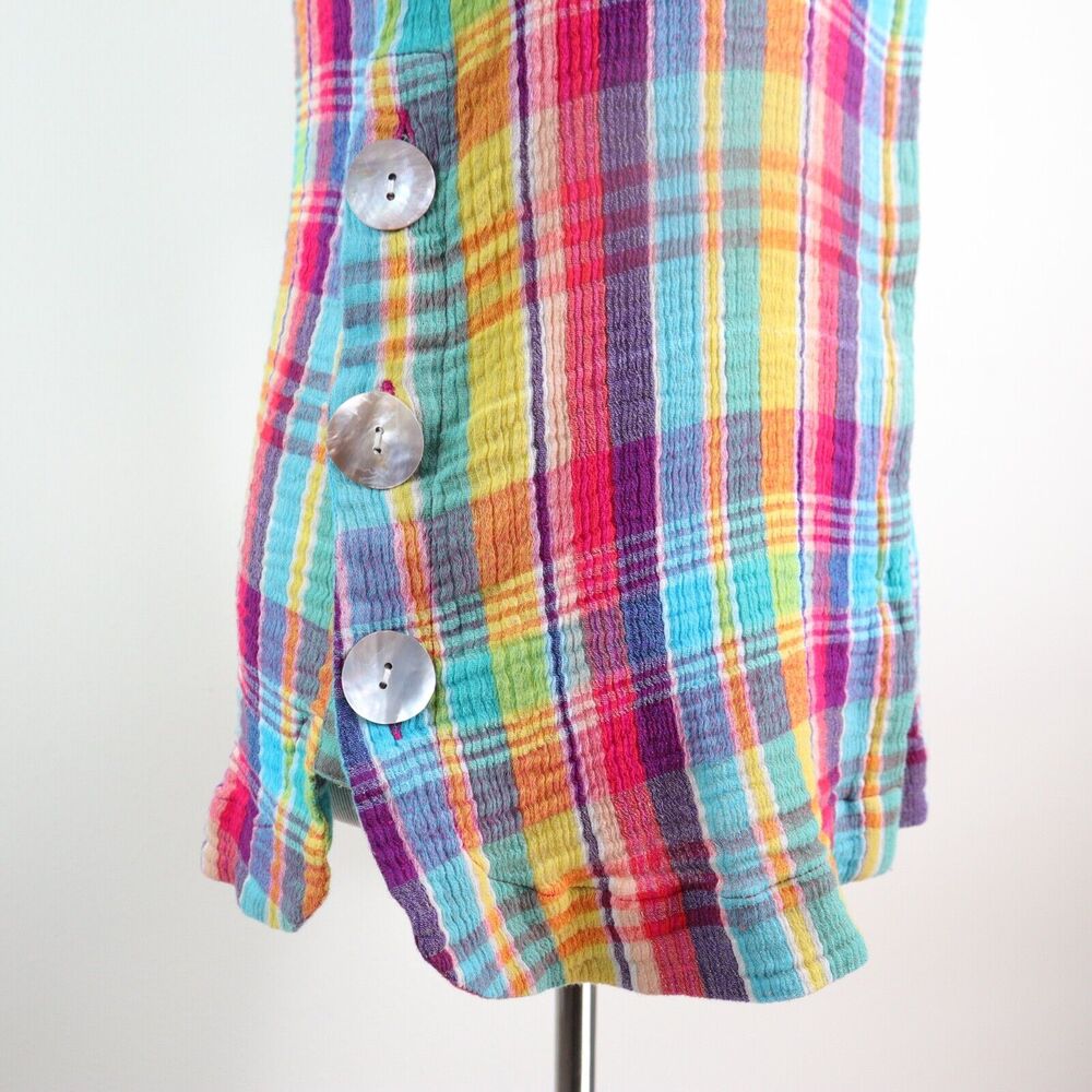 Soft Surroundings Size M Kona Shores Shirt Crinkle Plaid Multicolor - Picture 8 of 11